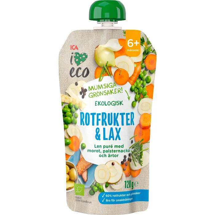 Barnmat Rotfrukter & lax 6m 120g ICA I love eco