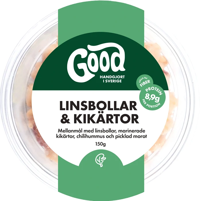 Mellanmål Linsbollar Kikärtor 150g GOOD
