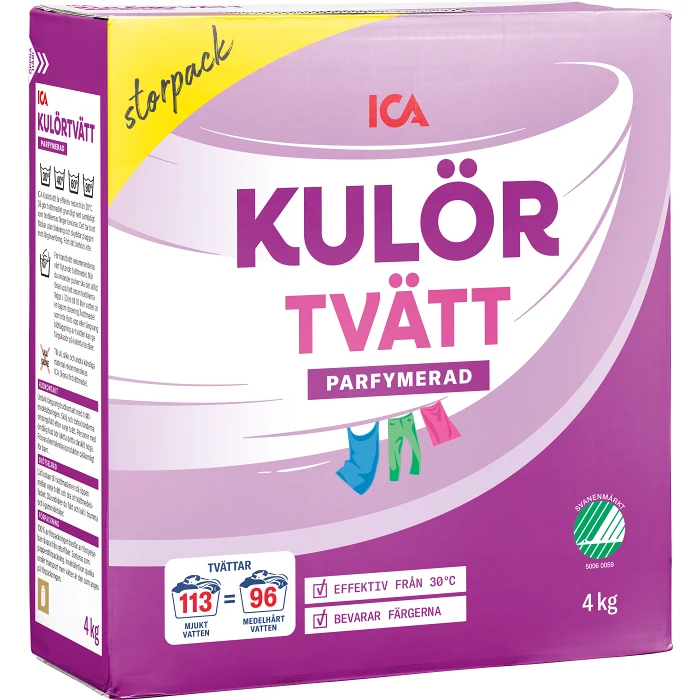 Tvättmedel Kulörtvätt 4kg Miljömärkt ICA