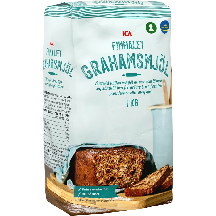 Grahamsmjöl finmalet 1kg ICA