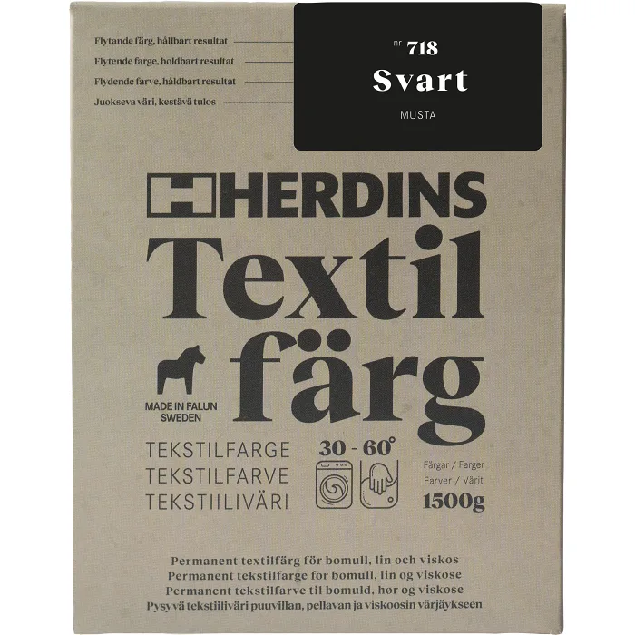Textilfärg Natural fibre Svart Herdins