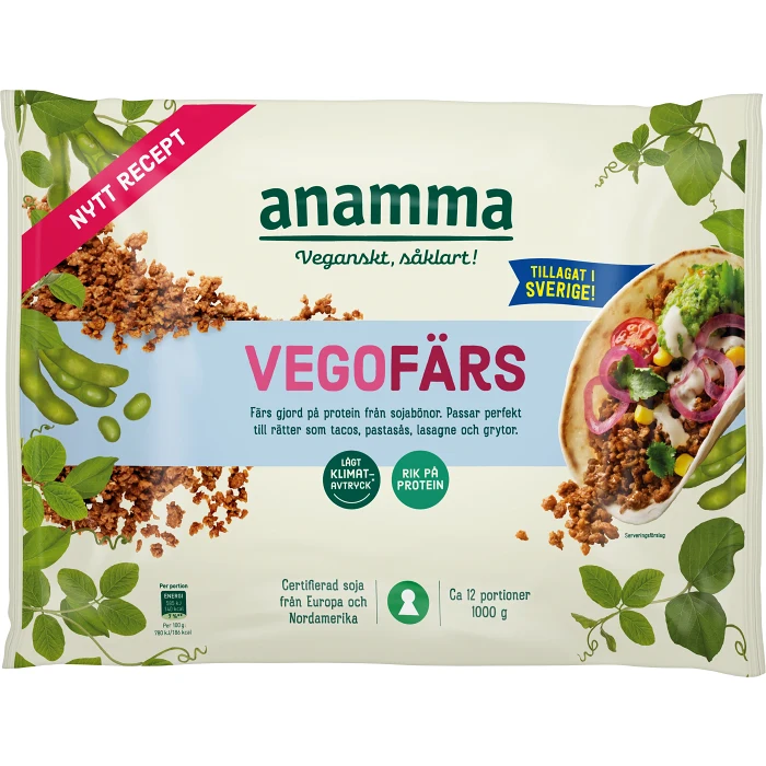 Vegofärs glutenfri Fryst 1kg Anamma