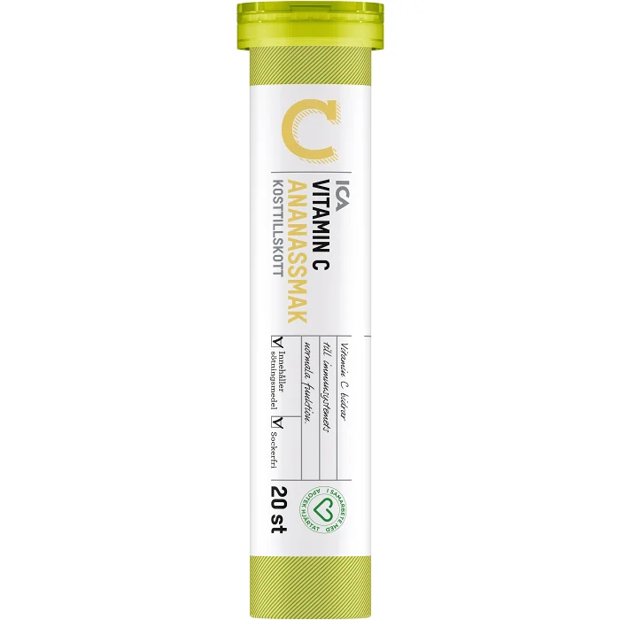 Vitamin C Ananas Kosttillskott brustablett 20st ICA Hjärtat
