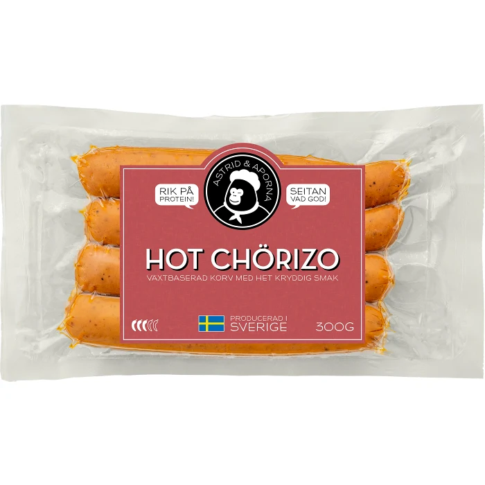 Chörizo hot vegansk 300g Astrid & Aporna