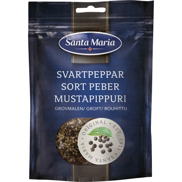 Krydda Svartpeppar Grovmalen påse 65g Santa Maria