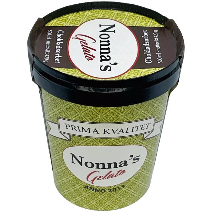 Chokladsorbet 500ml Nonnas Gelato