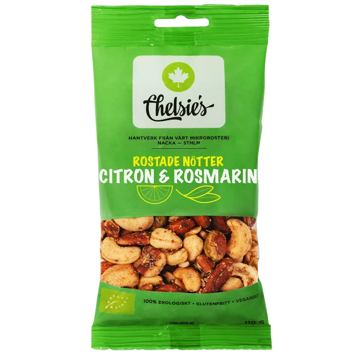 Nötmix Rostade Citron & Rosmarin Ekologisk 110g Chelsie's