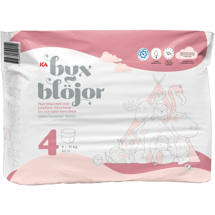 Byxblöjor Strl 4 7-11kg 40-p ICA