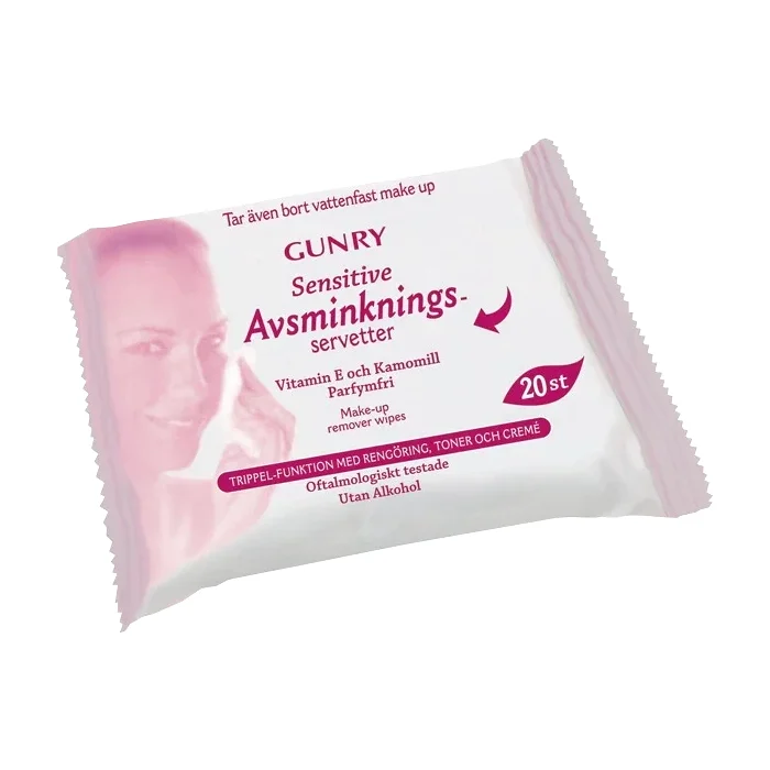 Avsminkningsservett Parfymfri 20-p Gunry
