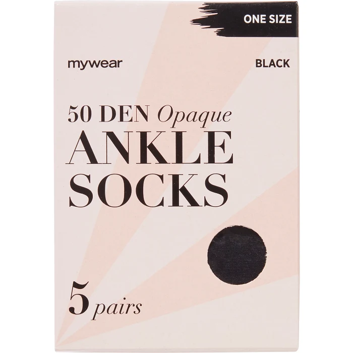 Ankelsocka Svart 50 den One size 5-p Mywear