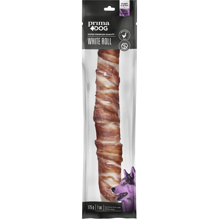 Vit tuggrulle med anka 1-p 175g PrimaDog