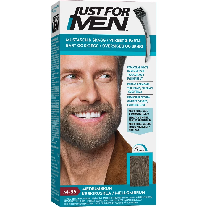 Mustasch & skäggfärg Medium brun 1-p Just for men