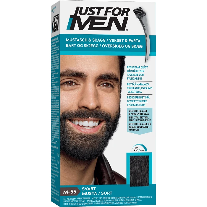 Mustasch & skäggfärg Svart 1-p Just for men