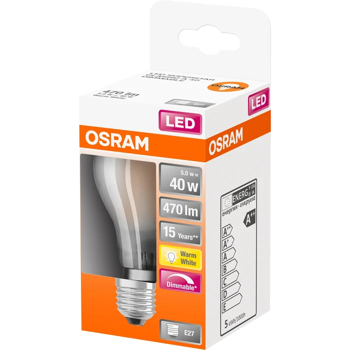 LED CL A 40 Normal E27 Matt Dimbar 1-p Osram