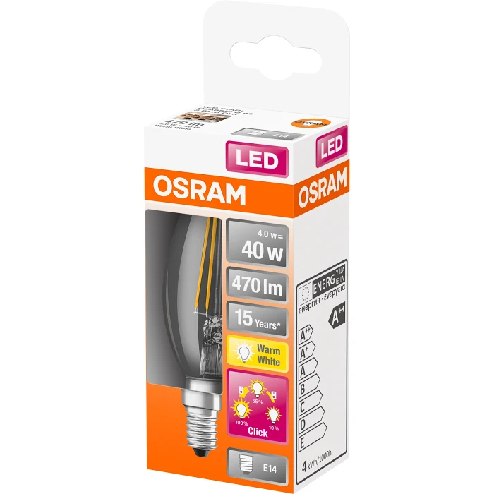 LED CL B E14 3-step Dimbar 1-p Osram