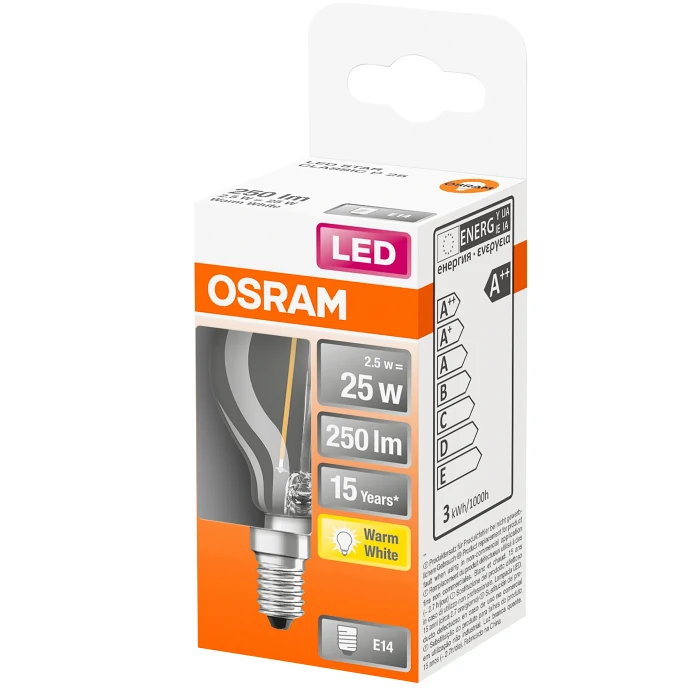 LED CL P 25 Klot E14 Osram