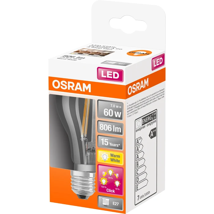 LED CL A E27 3-step Dimbar 1-p Osram