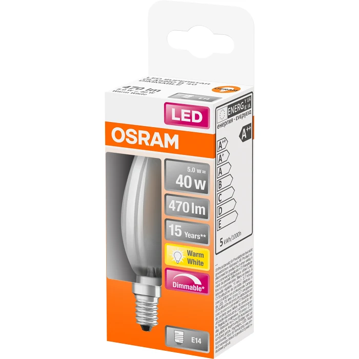 LED CL B 40W Kron E14 Matt Dimbar 1-p Osram