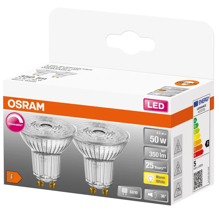 LED PAR16 GU10 50W Dimbar 2-pack