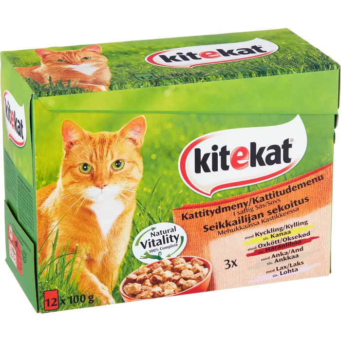 Kattmat Oxkött kyckling & lax i sås 12-p 1,2kg Kitekat