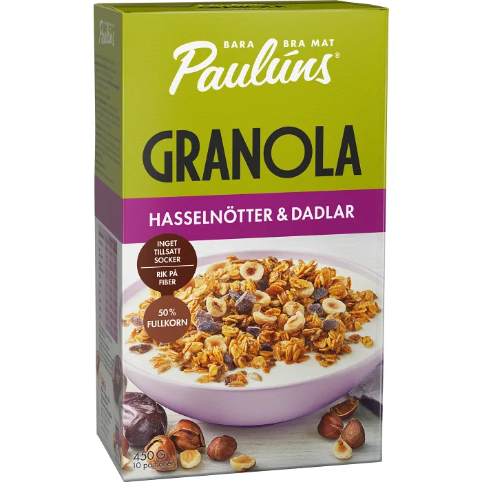 Granola Hasseln&Dadlar 450g Pauluns