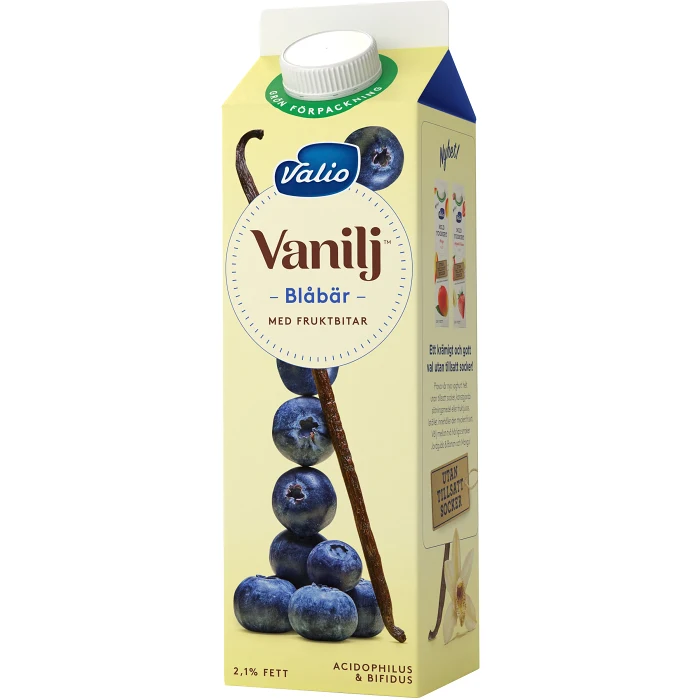 Vaniljyoghurt Blåbär 2,1% 1000g Valio