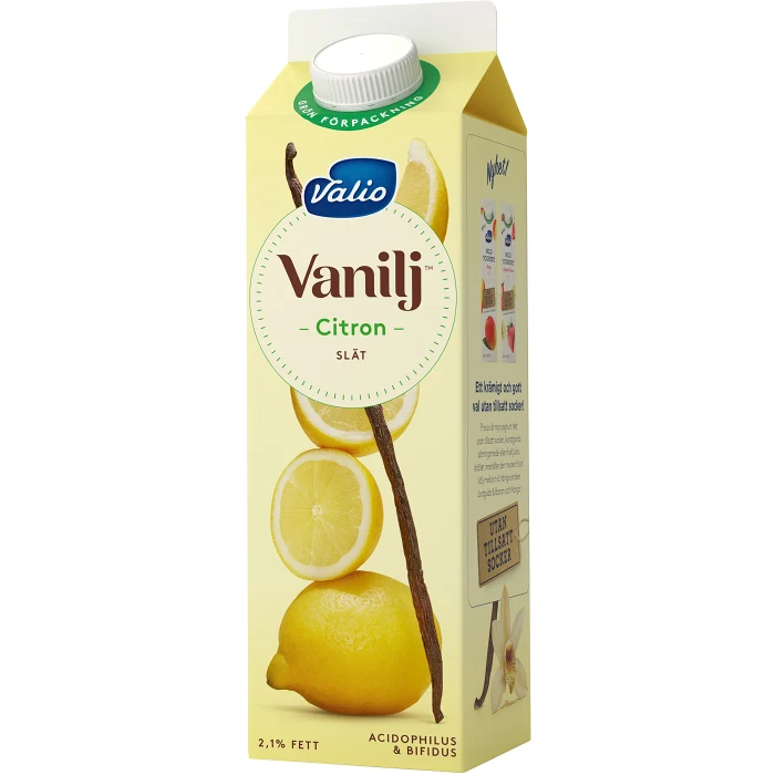 Vaniljyoghurt Citron utan fruktbitar 2% 1000g Valio