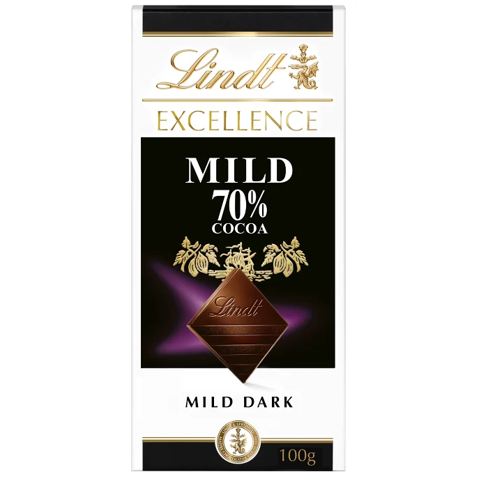Chokladkaka EXCELLENCE Mild 70% Mörk Choklad 100g Lindt