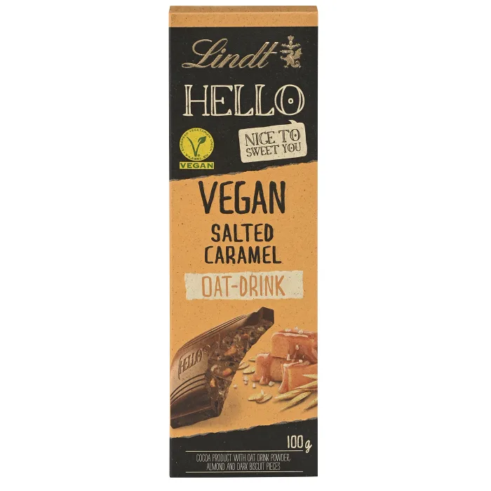 Chokladkaka HELLO Vegan Salt Caramel Havremjölk 100g Lindt