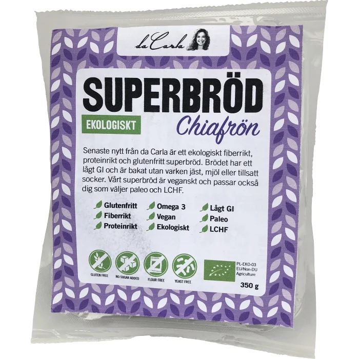Superbröd Chiafrön Ekologiskt 350g Da Carla
