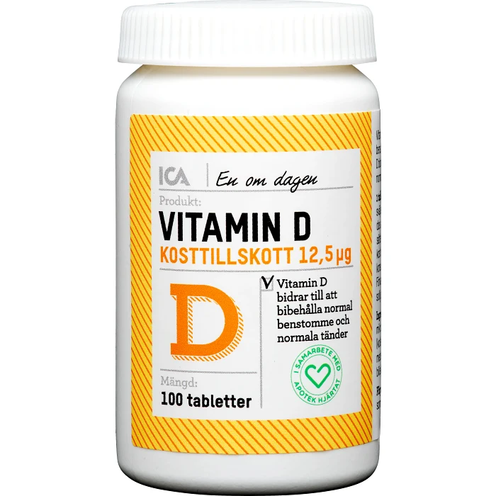 Vitamin D Kosttillskott 100st ICA Hjärtat