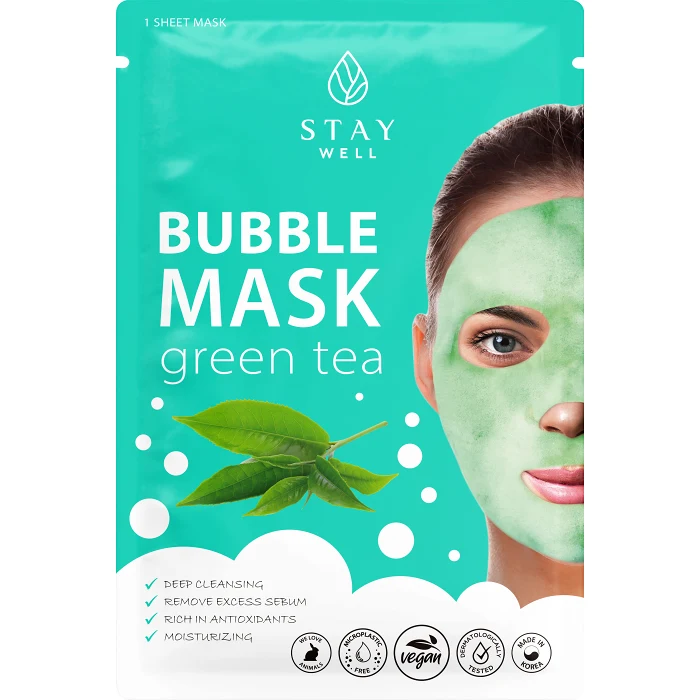 Ansiktsmask Bubble Mask Green Tea 1-p Stay Well