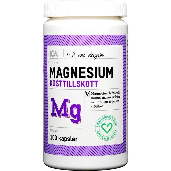 Magnesium Kosttillskott 100st ICA Hjärtat