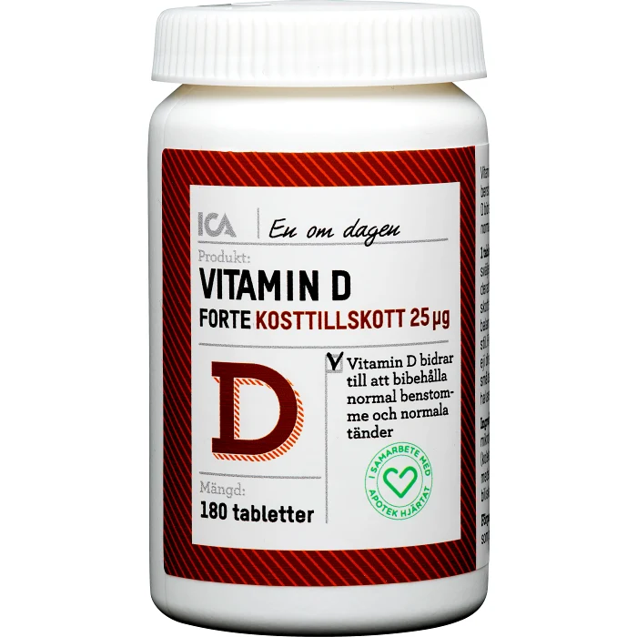 Kosttillskott Vitamin D Forte 180-p ICA Hjärtat