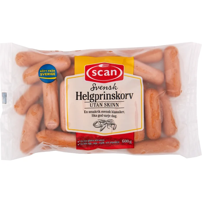 Helgprinskorv utan skinn 600g Scan