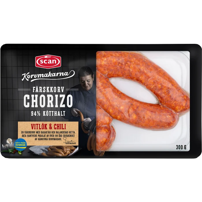 Färskkorv Chorizo vitlök & chili 300g Scan