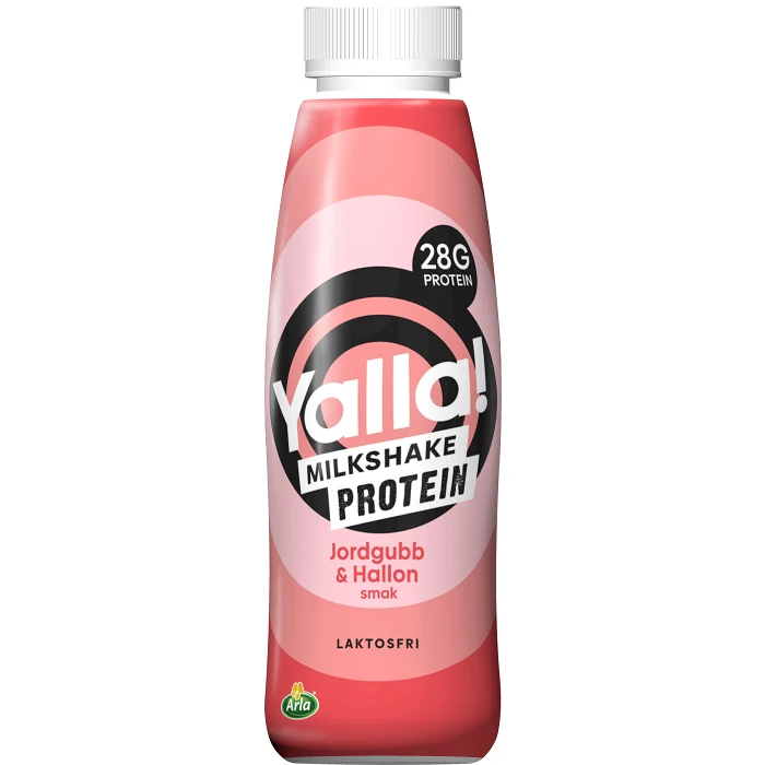 Milkshake Protein jordgubb & hallonsmak 12% laktosfri 500g Yalla