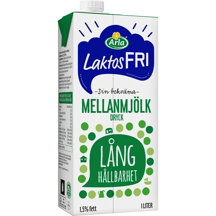 Mellanmjölkdryck Laktosfri Lång hållbarhet 1,5% 1l Arla®