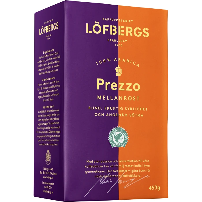 Bryggkaffe Prezzo Mellanrost 450g Löfbergs | Handla mat online från din ...