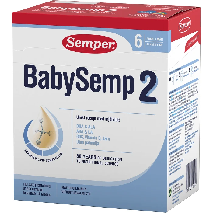 Tillskottsnäring BabySemp 2 Från 6 mån 500g Semper