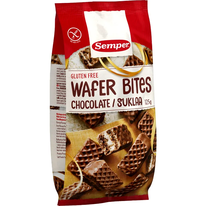 Wafer bites Chocolate Glutenfri 125g Semper