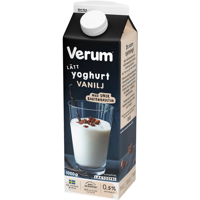 Lätt yoghurt Vanilj 0,5% Laktosfri 1000g Verum