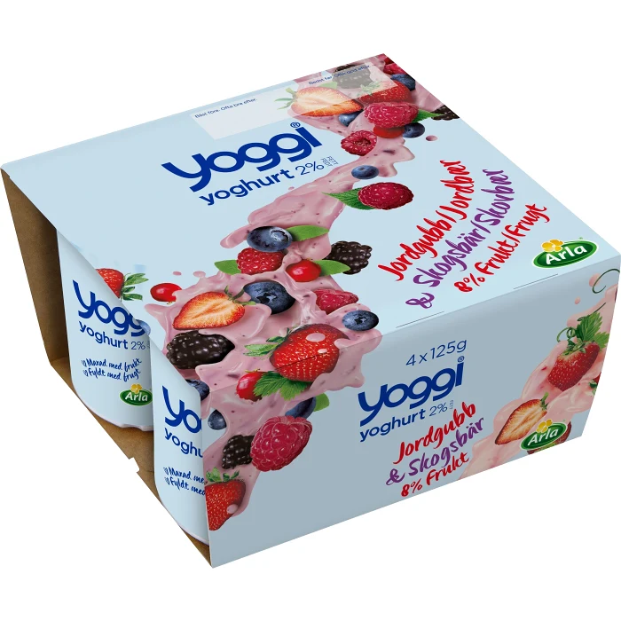 Fruktyoghurt Jordgubb & skogsbär 2% 125g 4-p Yoggi