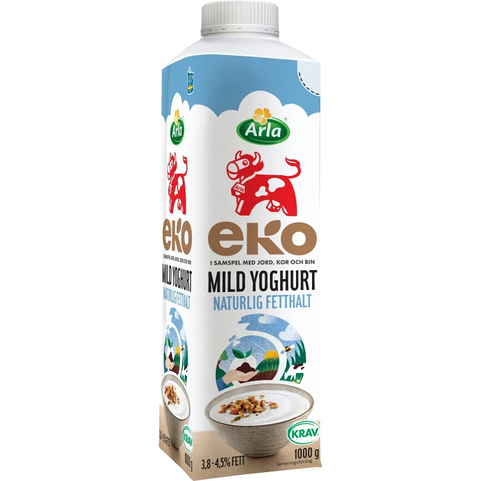 Yoghurt Mild Naturell 3,8-4,5% Ekologisk 1000g Arla Ko®