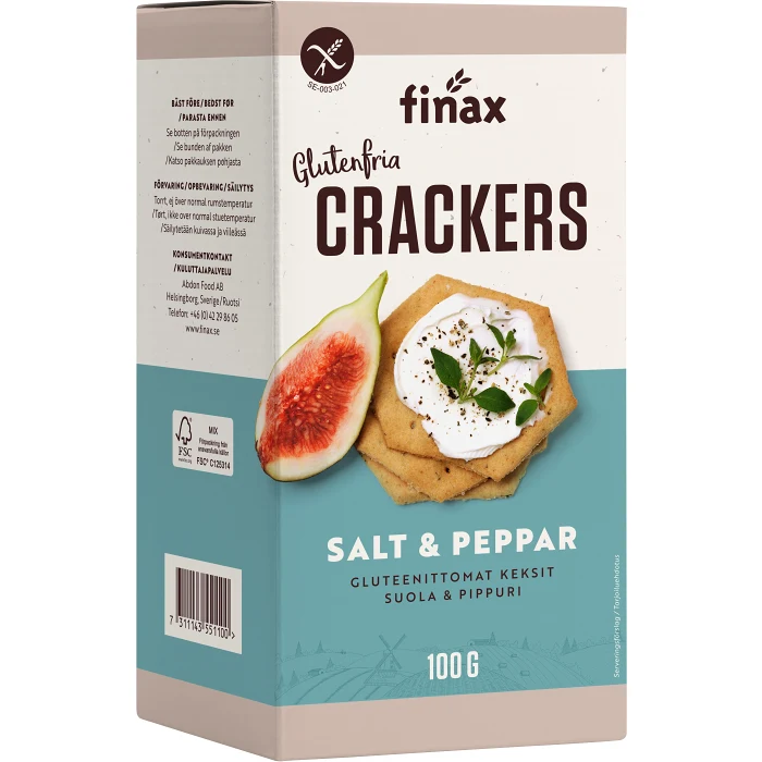 Salt & pepper Crackers Glutenfria 100g Finax