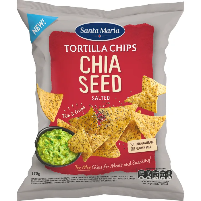 Tortilla Chips Chia Seed 130g Santa Maria