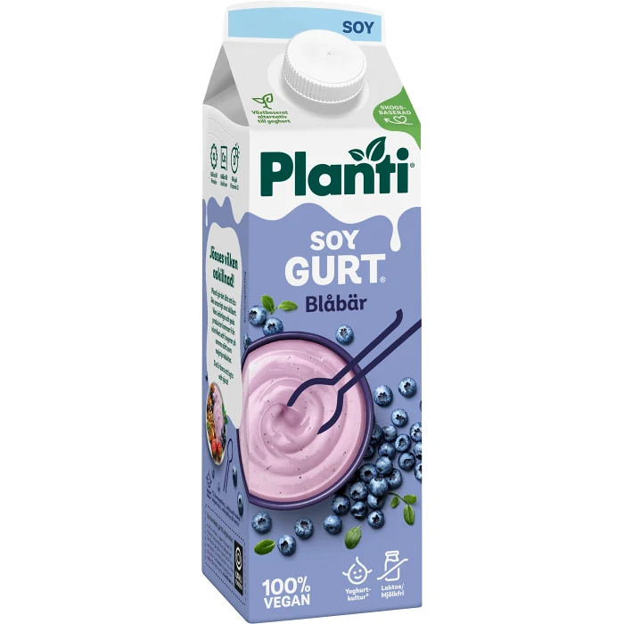 Soygurt Blåbär 1l Planti