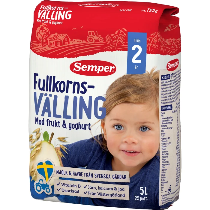 Fullkornsvälling Frukt & yoghurt Från 2år 5l Semper