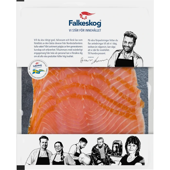 Laxfilé Kallrökt skivad 150g Falkeskog