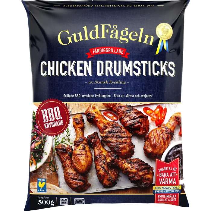 Chicken drumsticks BBQ Fryst 500g Guldfågeln